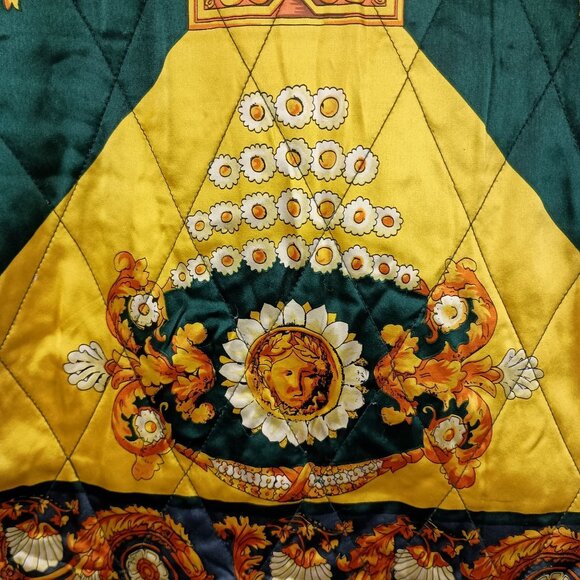 Vintage Reversible Jacket Womens XL Italian Scarf Print Quilted 80s Art to Wear - Picture 11 of 15